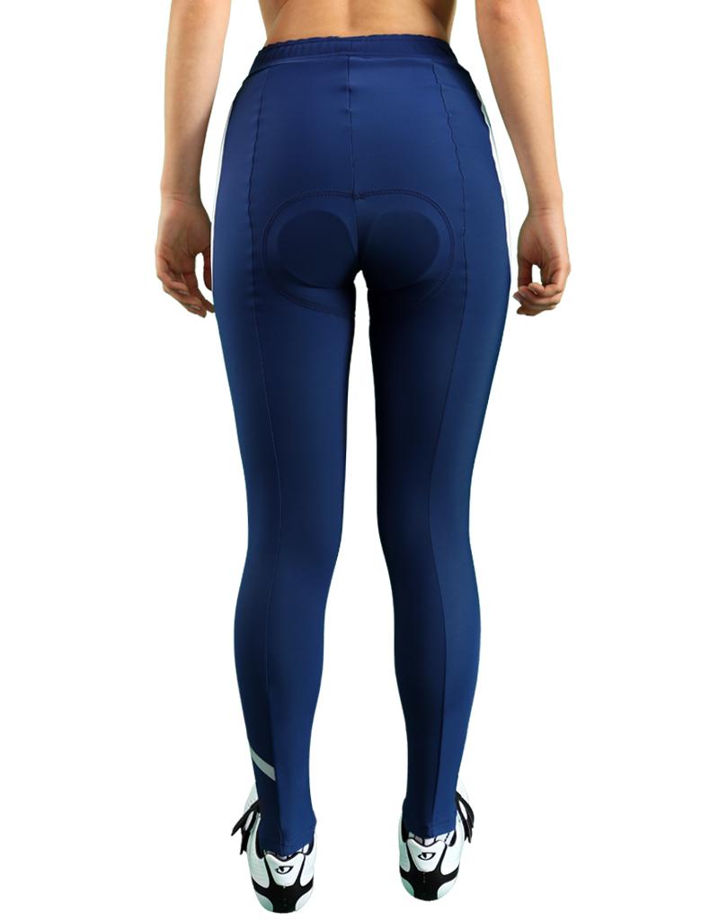 Cuissard long cycliste hiver sans bretelles peau gel Femme Performance marine