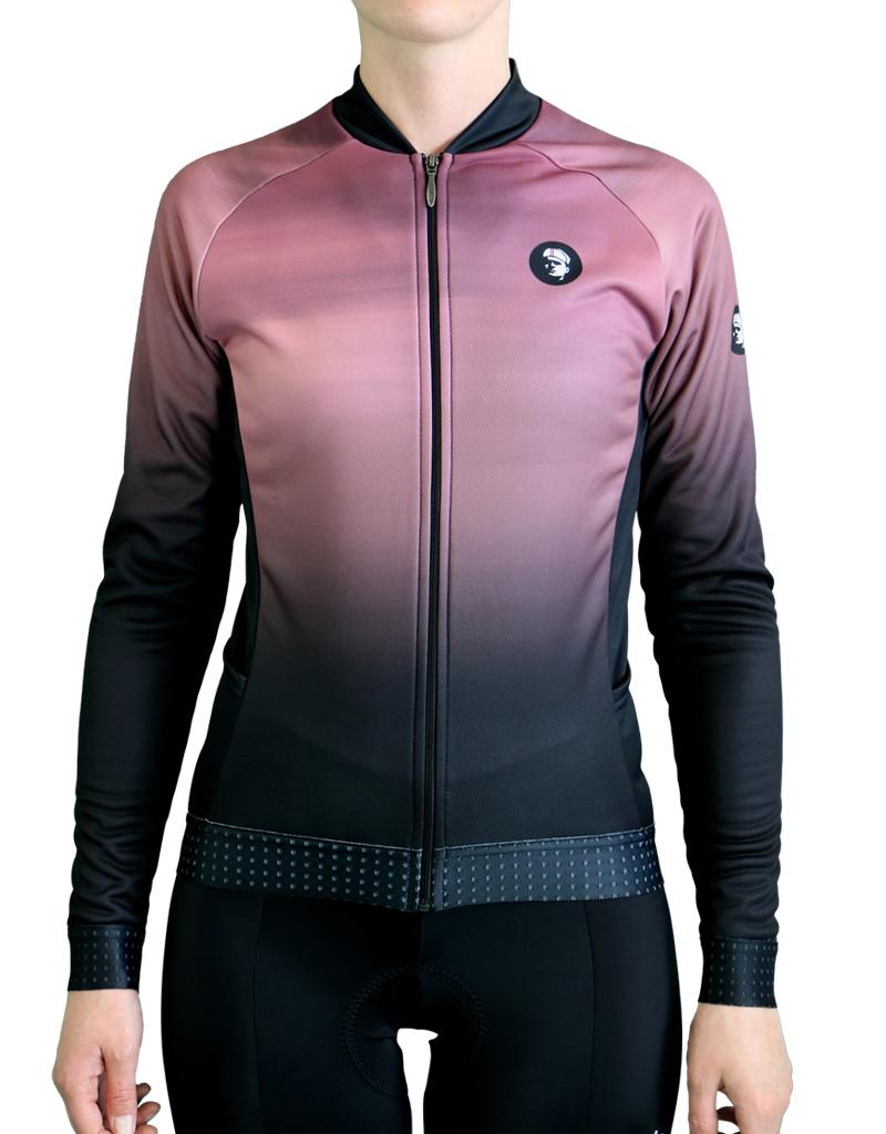 Tenue Cyclisme Femme Manches Longues - Maillot + Pantalon à Bretelles Avec Rembourrage Gel 19D, Respirant